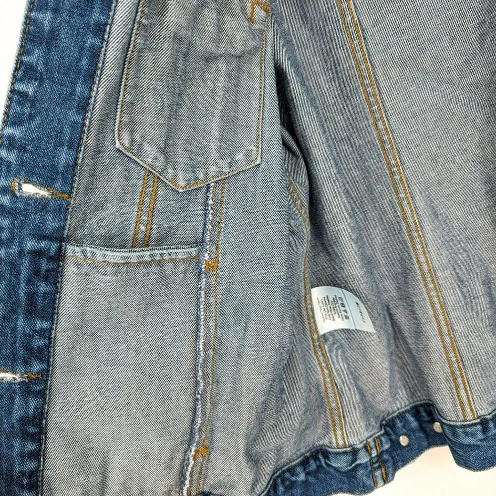 Eddie Bauer Jean Jacket M Medium Wash Button Down Denim Blue Classic 100% Cotton - Picture 7 of 11